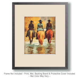 Three Cowgirls Riding in the Rio Grand Art