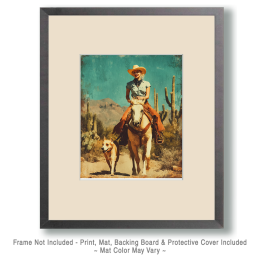 Cowgirl Riding Through Desert with Her Dog Art
