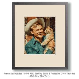 Cowboy with His New Kitten Art