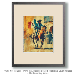 Vaquero Carrying Mexican Flag Art