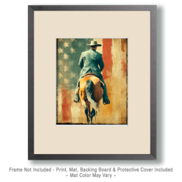 American Cowboy on Horseback Art