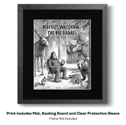 Bigfoot Watching the Big Game Art Print