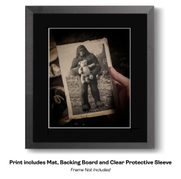 Bigfoot Humor - Bigfoot and His Teddy Bear Art Print