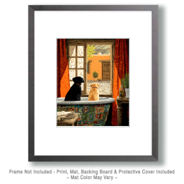 Two Dogs Looking Longing to Go Out Art