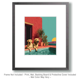 Two Labrador Laying Around a Las Cruces Pool Art