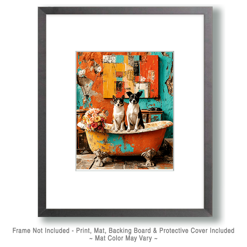 Two Buddies in a Tub with a Bouquet Art