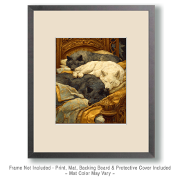 Three Big Dogs on the Bed Art