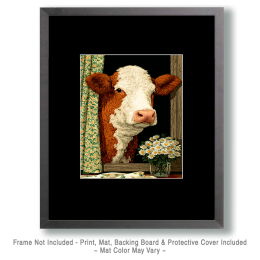 Cow Poking His Head In Art