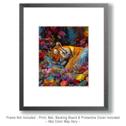 Tiger Sleeping in Bed of Flowers Art