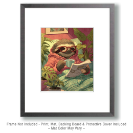 Sloth's Morning Coffee and a Good Read Art