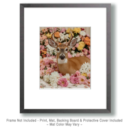 Buck Deer on a Flower Bed Art
