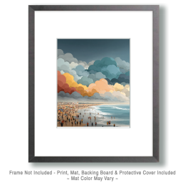 Crowded Beach Despite Growing Storm Art