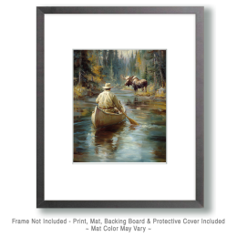 Encountering a Bull Moose on a Canoe Trip Art