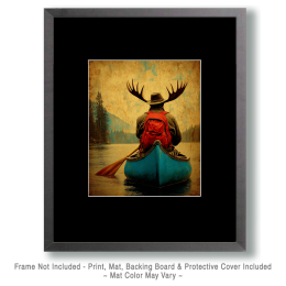 Moose Canoeing Art