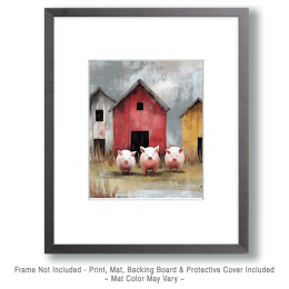 Three Pigs in a Barnyard Folk Art Art