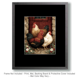 Folk Art Chicken Trio Art