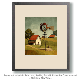 Folk Art Farmhouse with Windmill Art