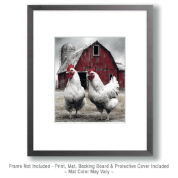 A Pair of White Chickens on the Loose Art