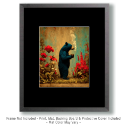 Bear Having a Smoke and Beer Art