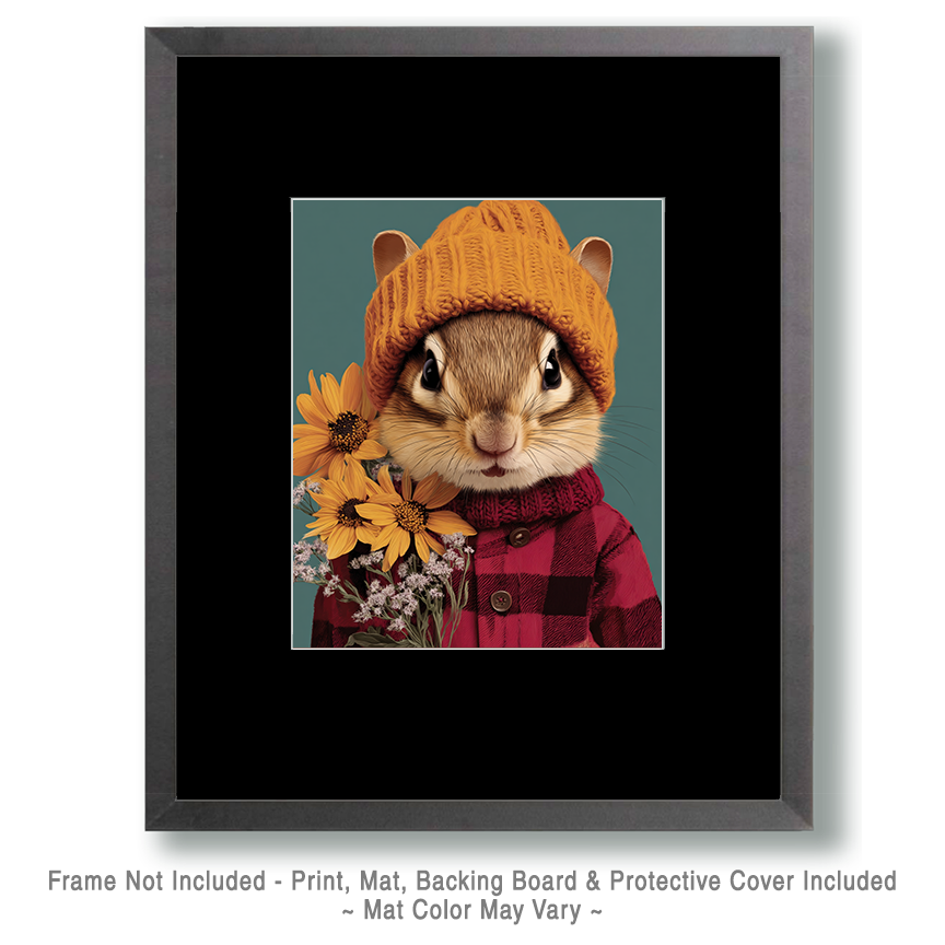 Chipmunk Brought Flowers Art