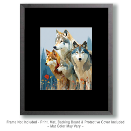 Stylized Wolf Family Art