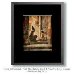 Witch Hanging Out with Young Girl Art