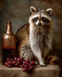 Vintage Style Raccoon Still-Life