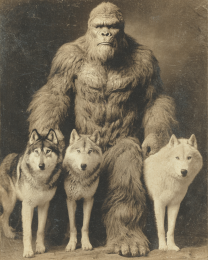 Bigfoot with His Wolf Pack