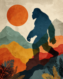 70's Retro Style Bigfoot Silhouette