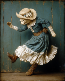 Country Girl Maine Coon Cat Doing the Two-Step Alone