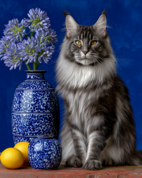 Maine Coon Cat Cobalt Blue Still-Life