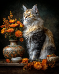 Maine Coon Cat Orange Still-Life