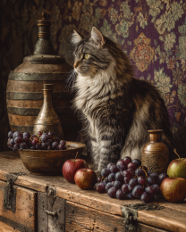 Vintage Maine Coon Cat Still-Life