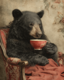 Bear Relaxing with a Cup of Coffee