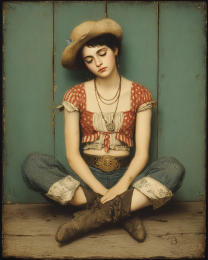 Tired of Waiting - Vintage Style Cowgirl Art Print