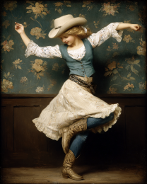 Dancing Like Nobody's Around - Vintage Style Cowgirl Art Print