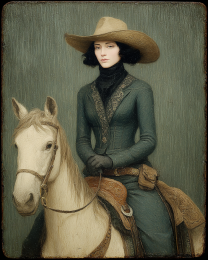 Anne on Her Palomino - Vintage Style Cowgirl Art Print