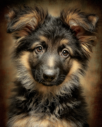 Long-Haired German Shepherd Puppy Portrait