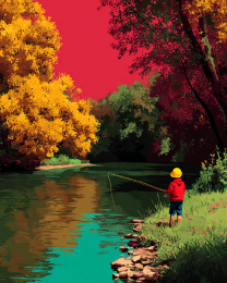Fishing on a Bright Fall Day Art Print