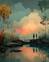 Evening Spent Fishing and Talking Art Print