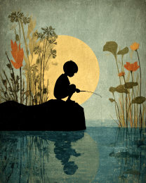 Trying For His First Fish Art Print