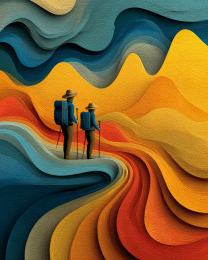 Retro 60's Style Mountain Hiking Path