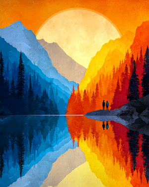 Hikers Watch Bright Moonrise