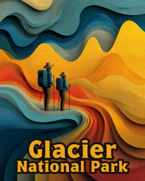 Glacier National Park - Retro 60's Style Mountain Hiking Path
