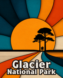 Glacier National Park - Retro 70's Style Hiking Path