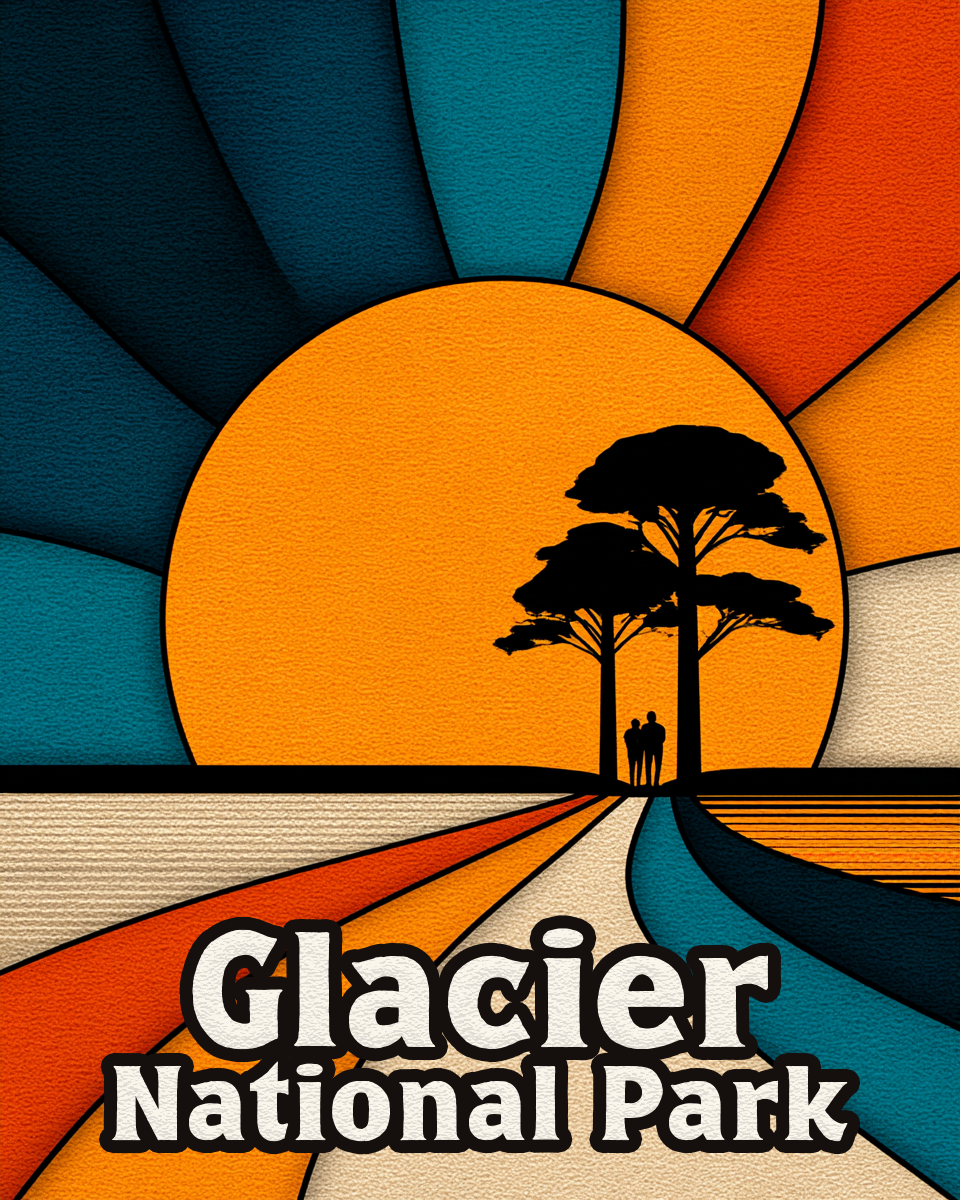 Glacier National Park - Retro 70's Style Hiking Path