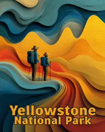 Yellowstone National Park - Retro 60's Style Mountain Hiking Path
