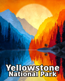 Yellowstone National Park - Hikers Watch Bright Moonrise