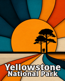 Yellowstone National Park - Retro 70's Style Hiking Path