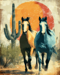 Retro Southwest Horses